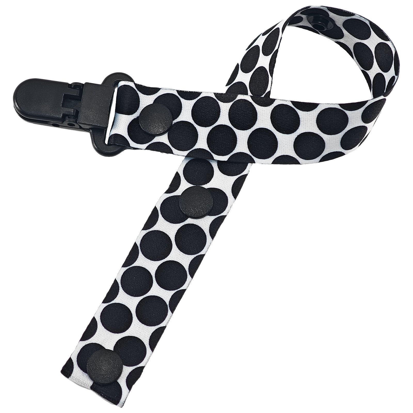 Black polka dots (1) Adult Pacifier Clip