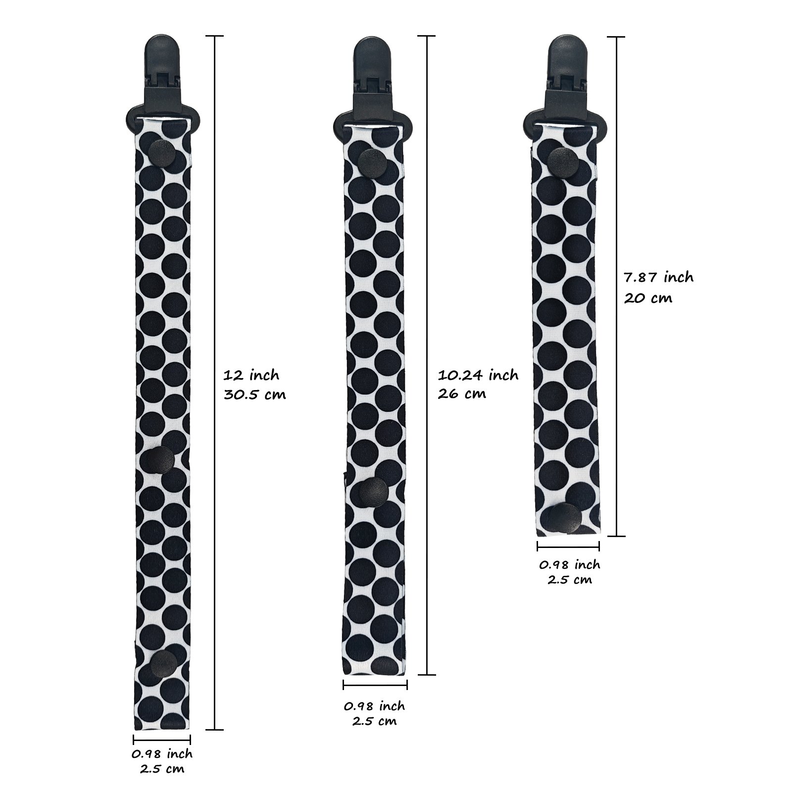Black polka dots (5) Adult Pacifier Clip