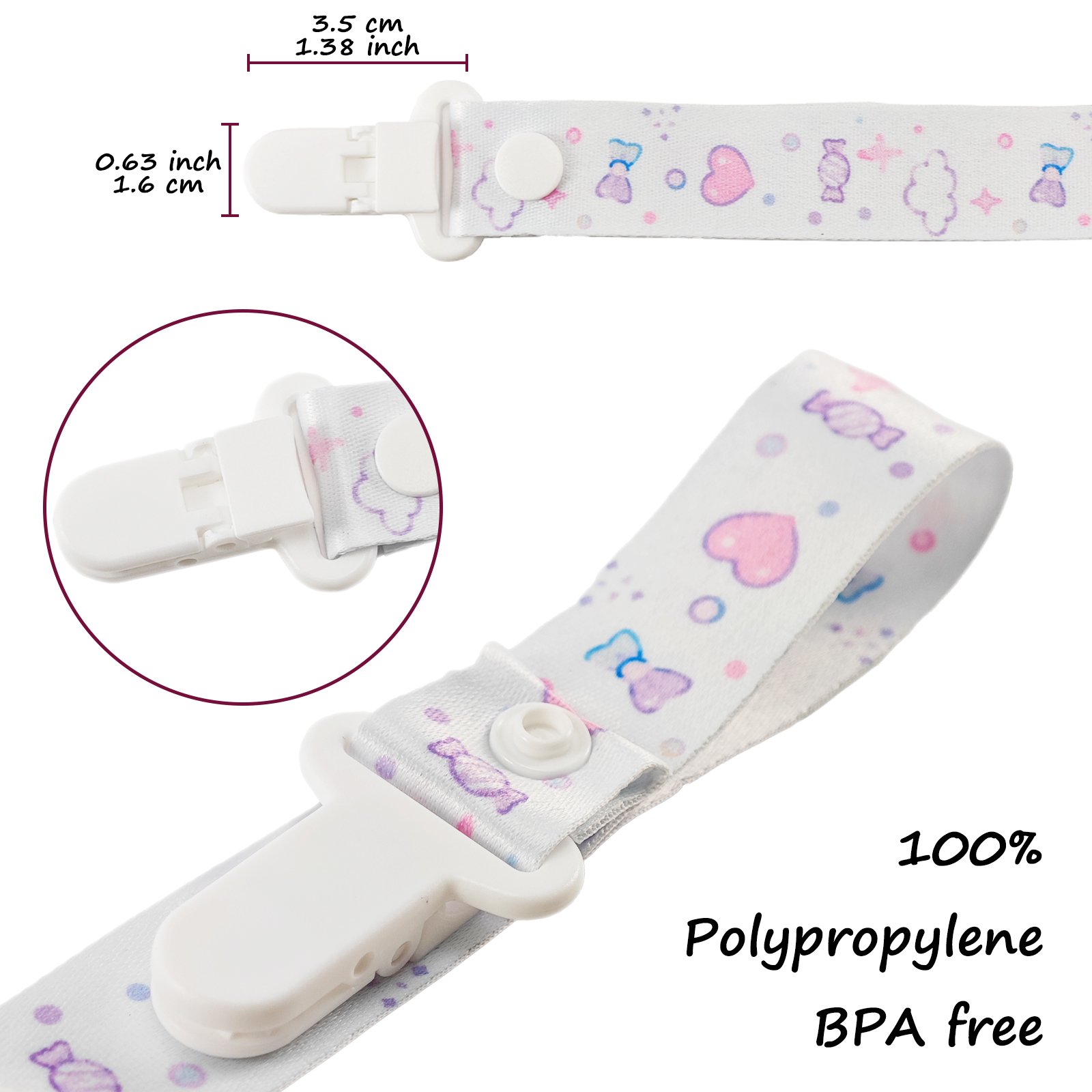 Blue Bow (3) Adult Pacifier Clip