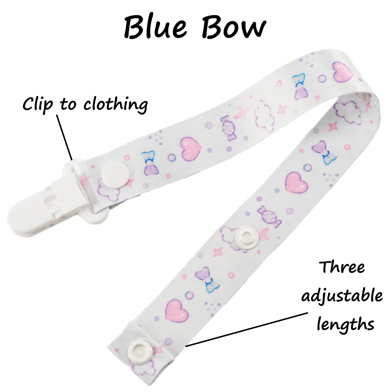 Blue Bow (5) Adult Pacifier Clip