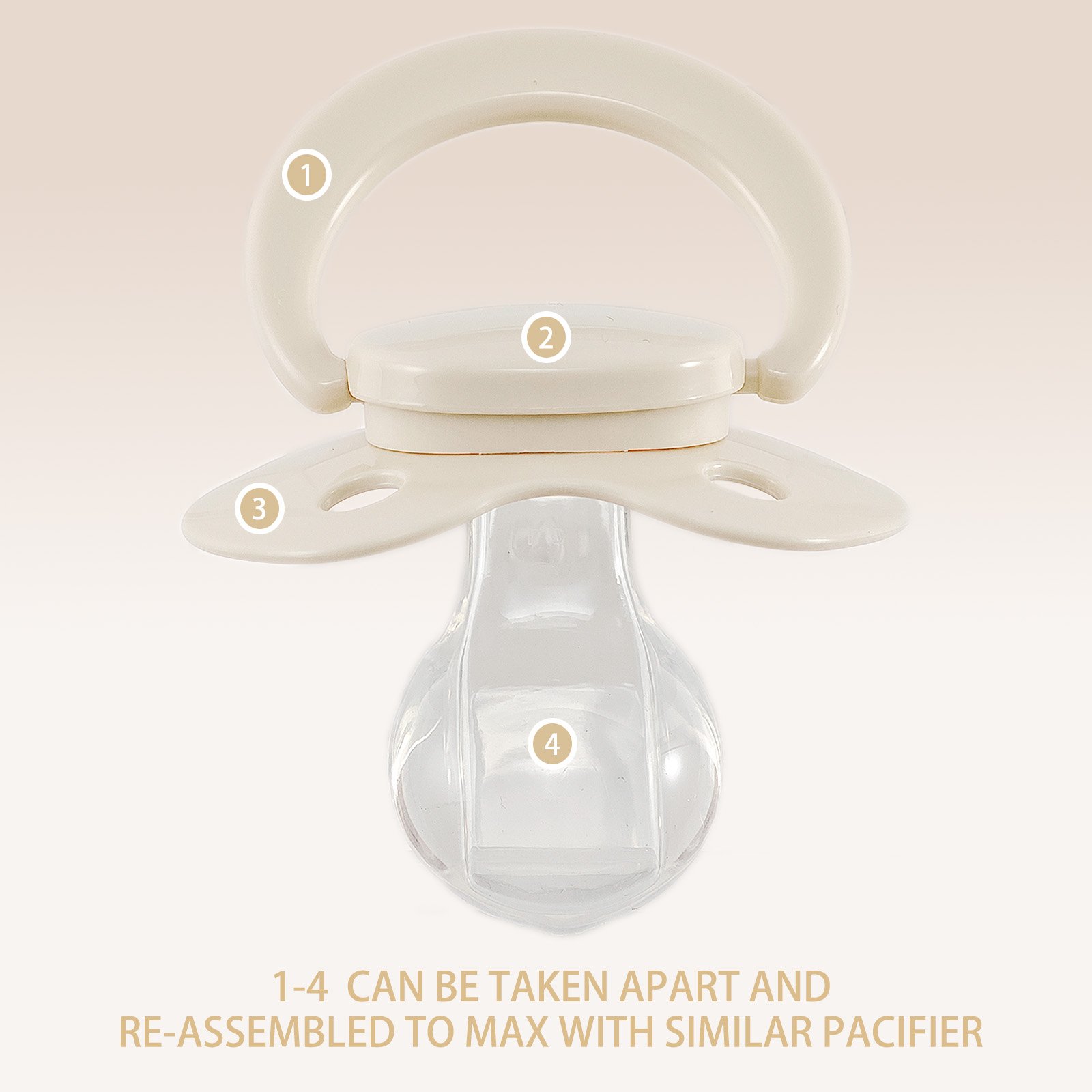 Light brown3 adult pacifier,ABDL pacifier, pacifier for adult baby roleplay