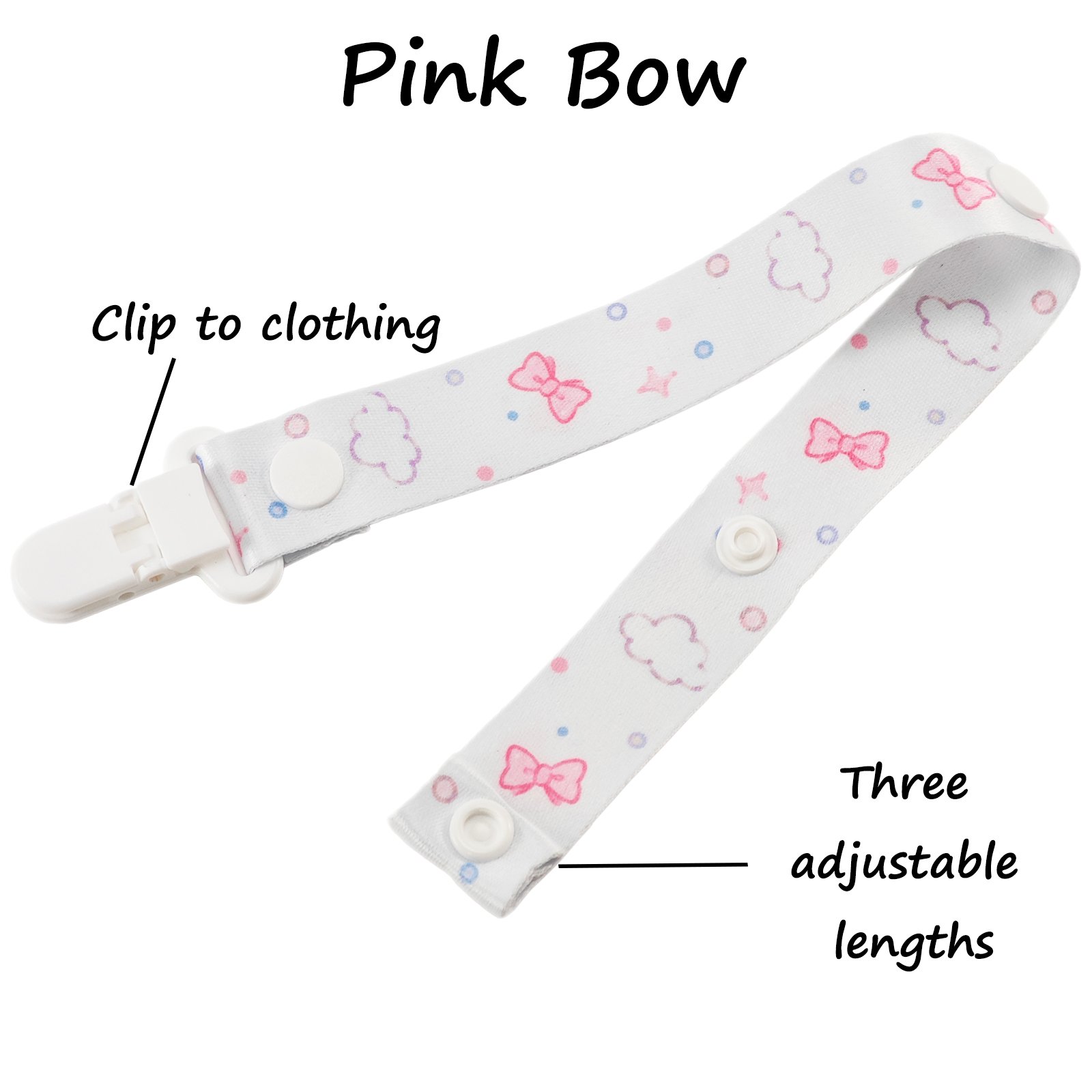 Pink Bow (5) Adult Pacifier Clip