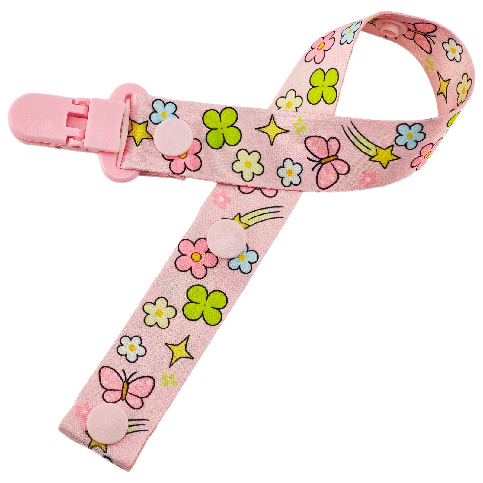 Pink Garden (1) Adult Pacifier Clip