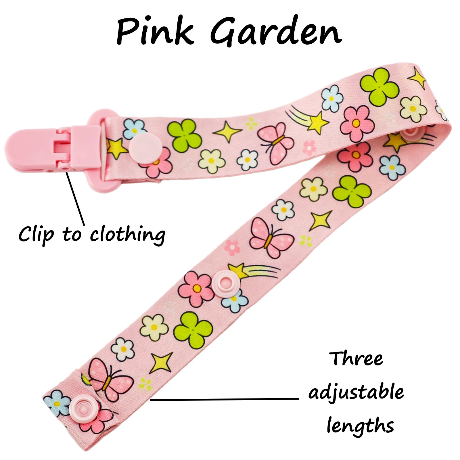 Pink Garden (4) Adult Pacifier Clip