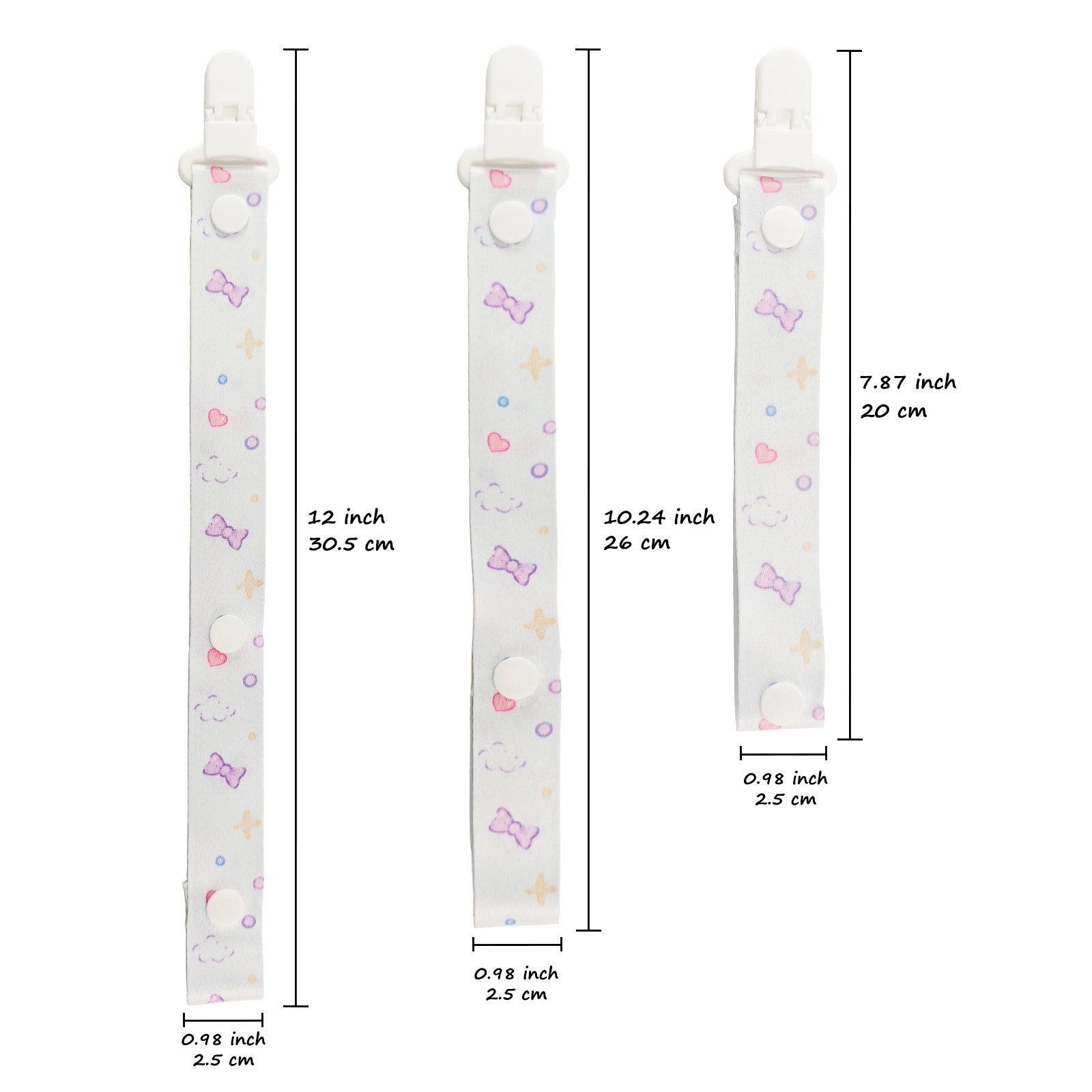Purple Bow (2) Adult Pacifier Clip