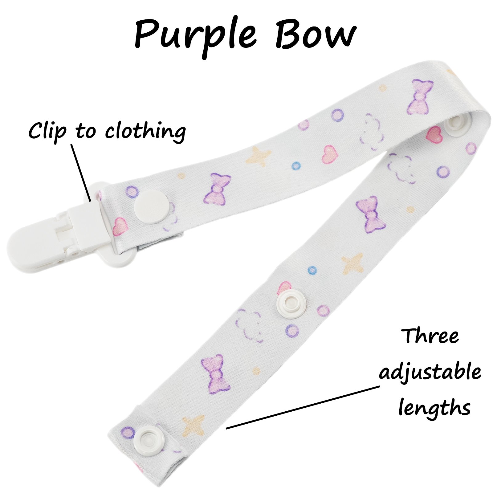 Purple Bow (5) Adult Pacifier Clip