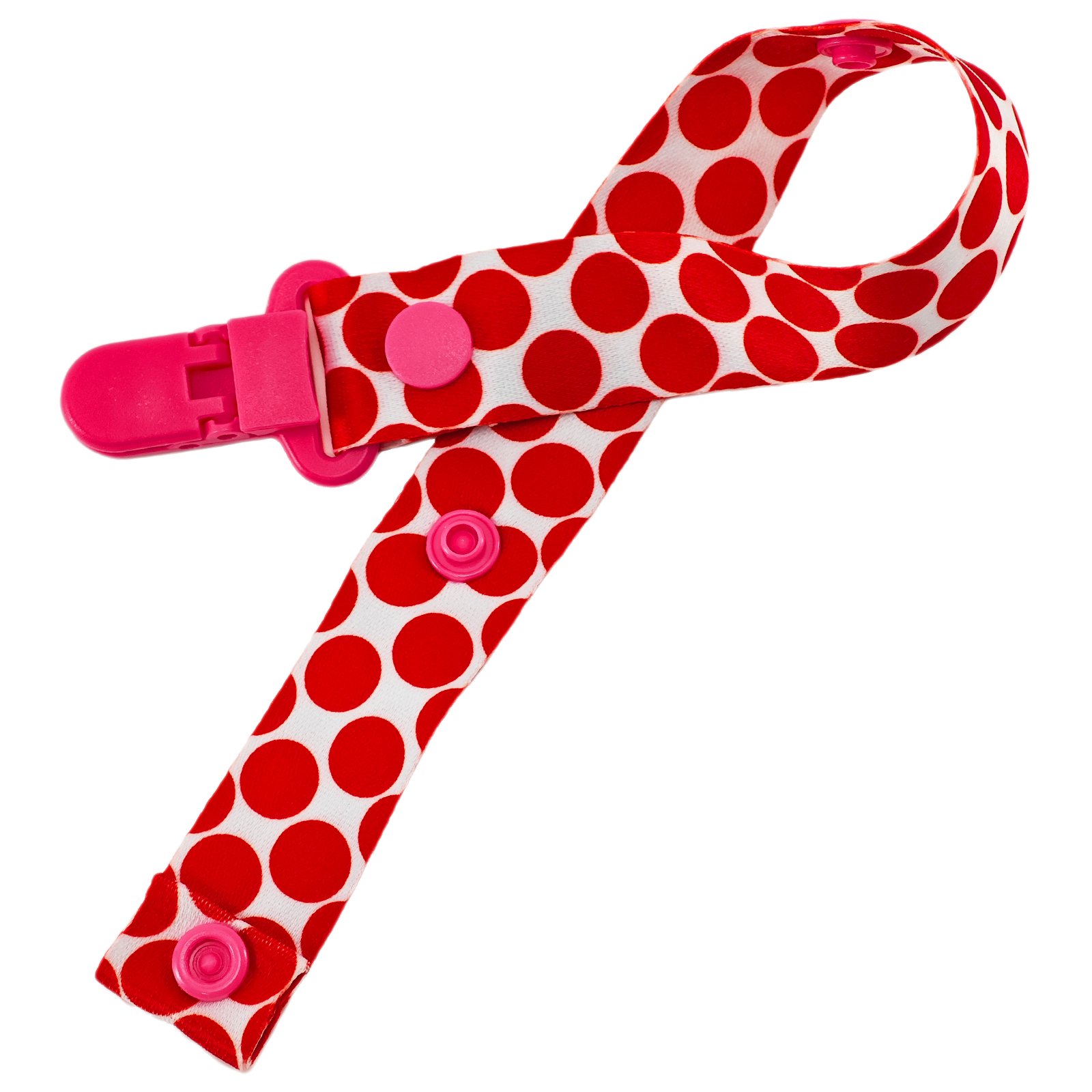 Red polka dots (1) Adult Pacifier Clip