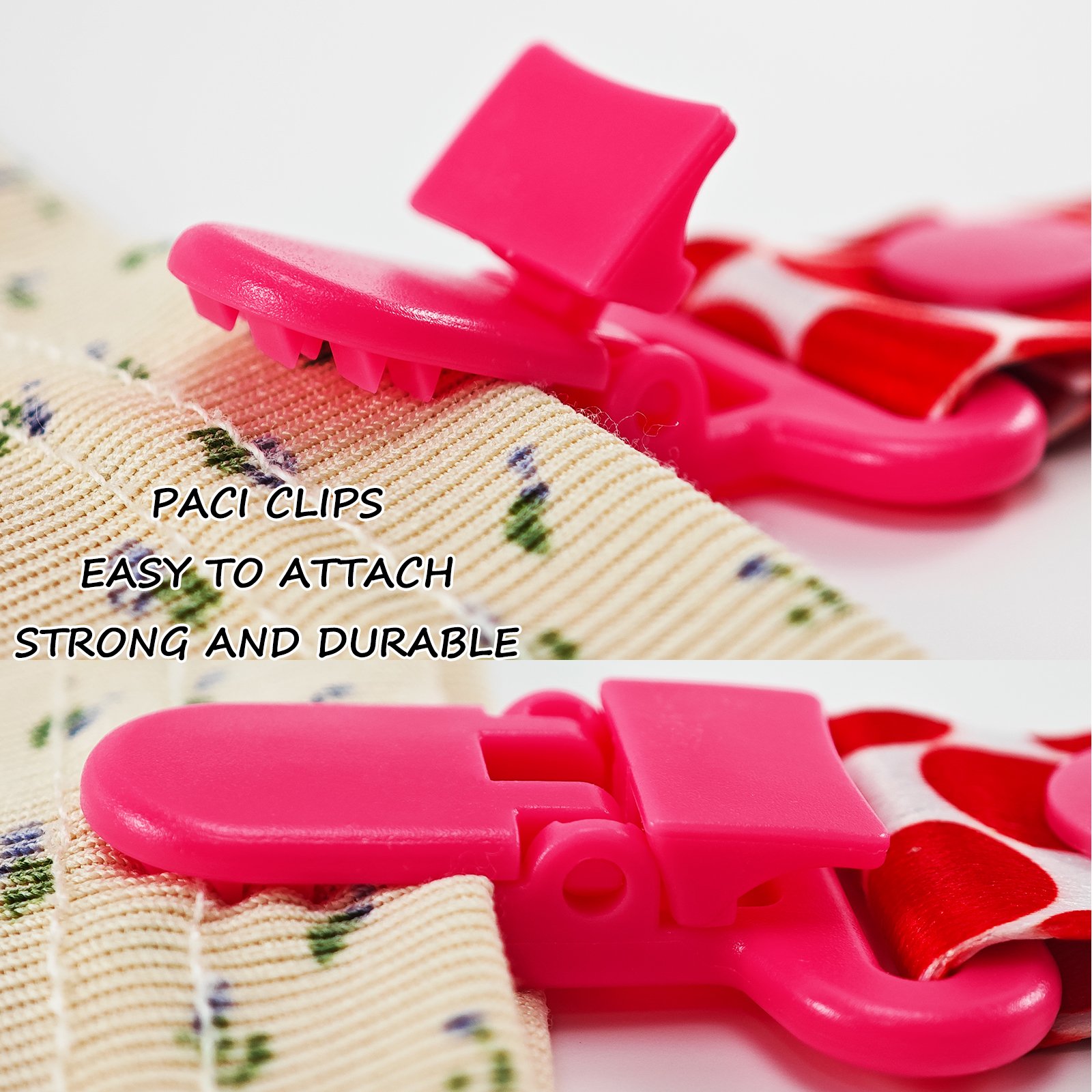 Red polka dots (5) Adult Pacifier Clip