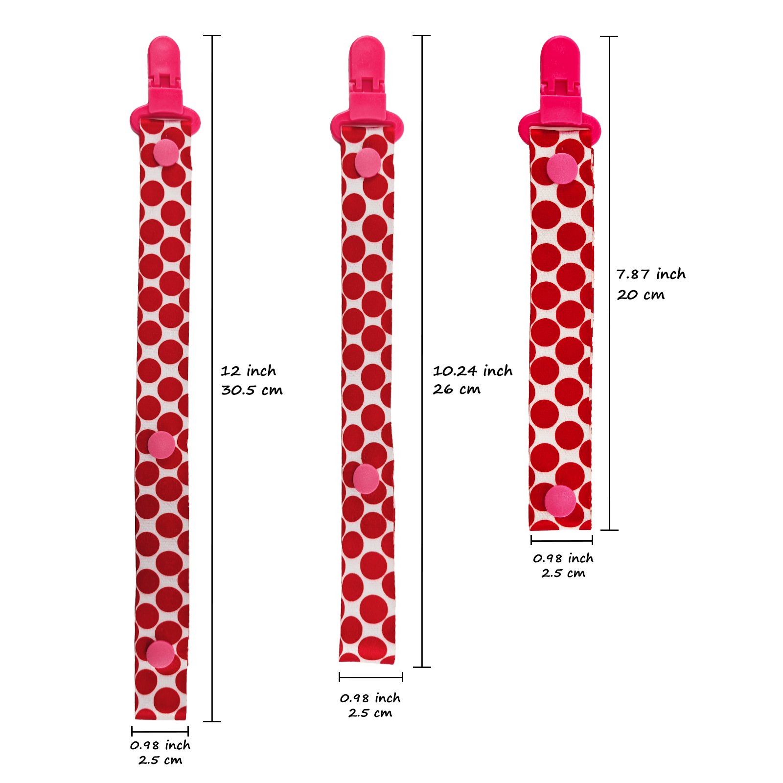 Red polka dots (6) Adult Pacifier Clip