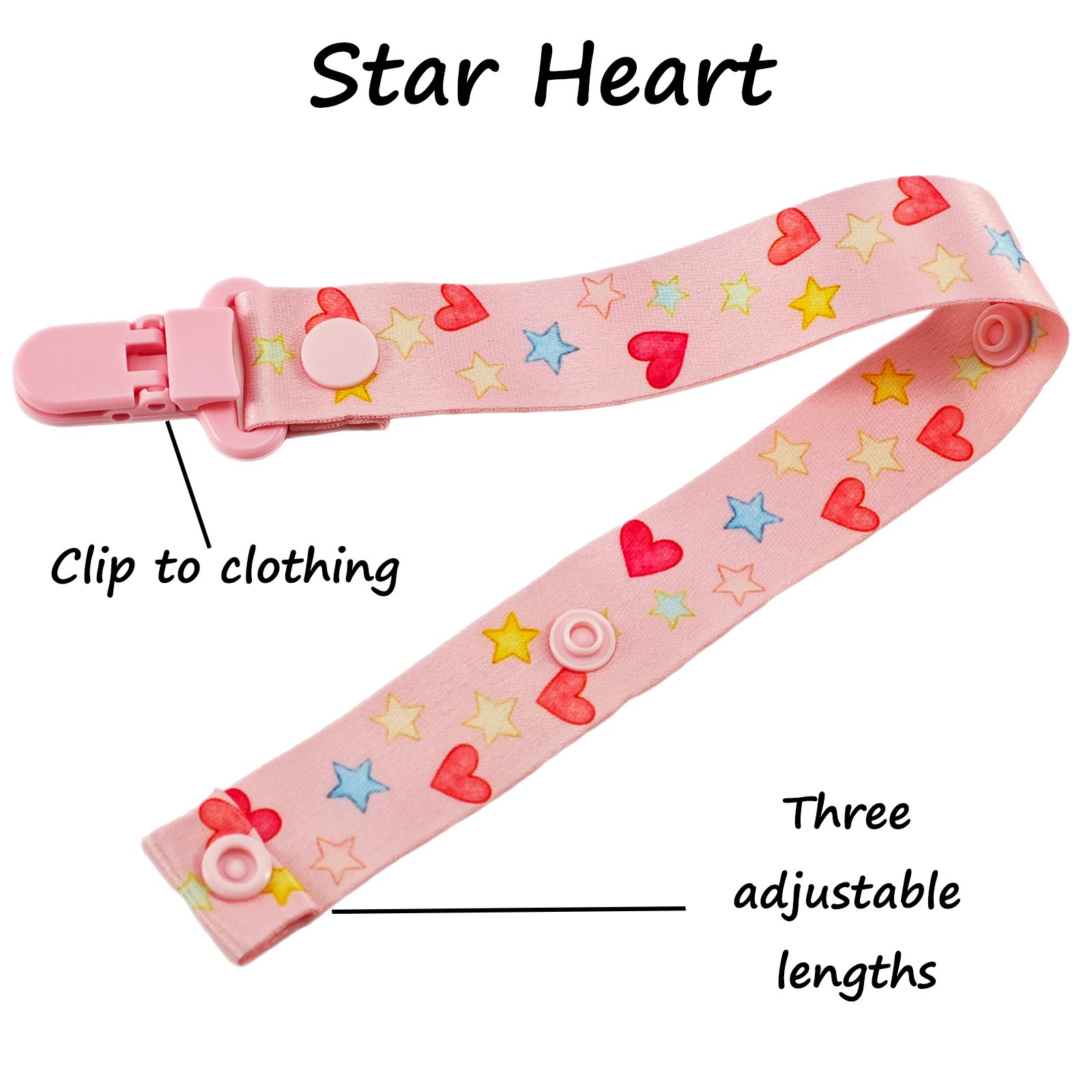 Star Heart (4) Adult Pacifier Clip