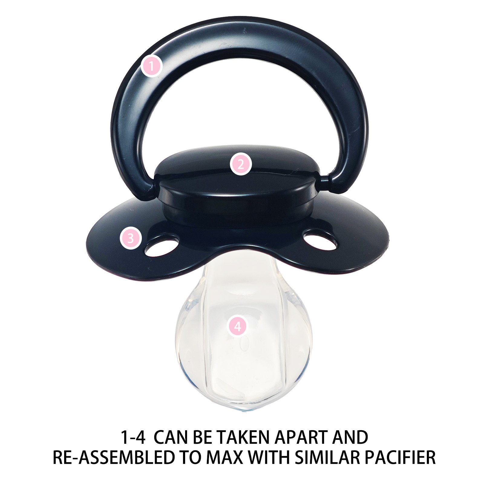 black (3) adult pacifier,ABDL pacifier, pacifier for adult baby roleplay