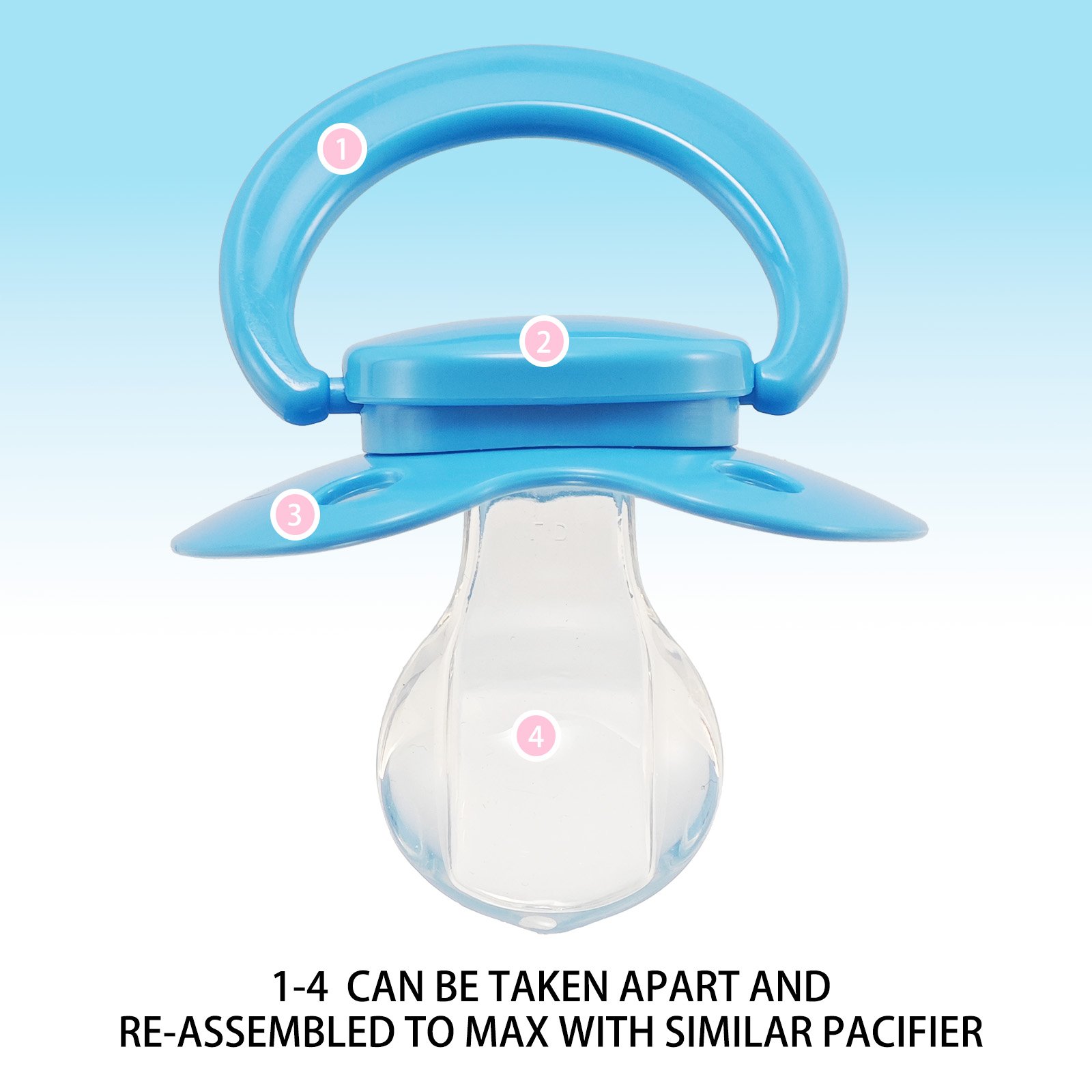 blue (3) adult pacifier,ABDL pacifier, pacifier for adult baby roleplay