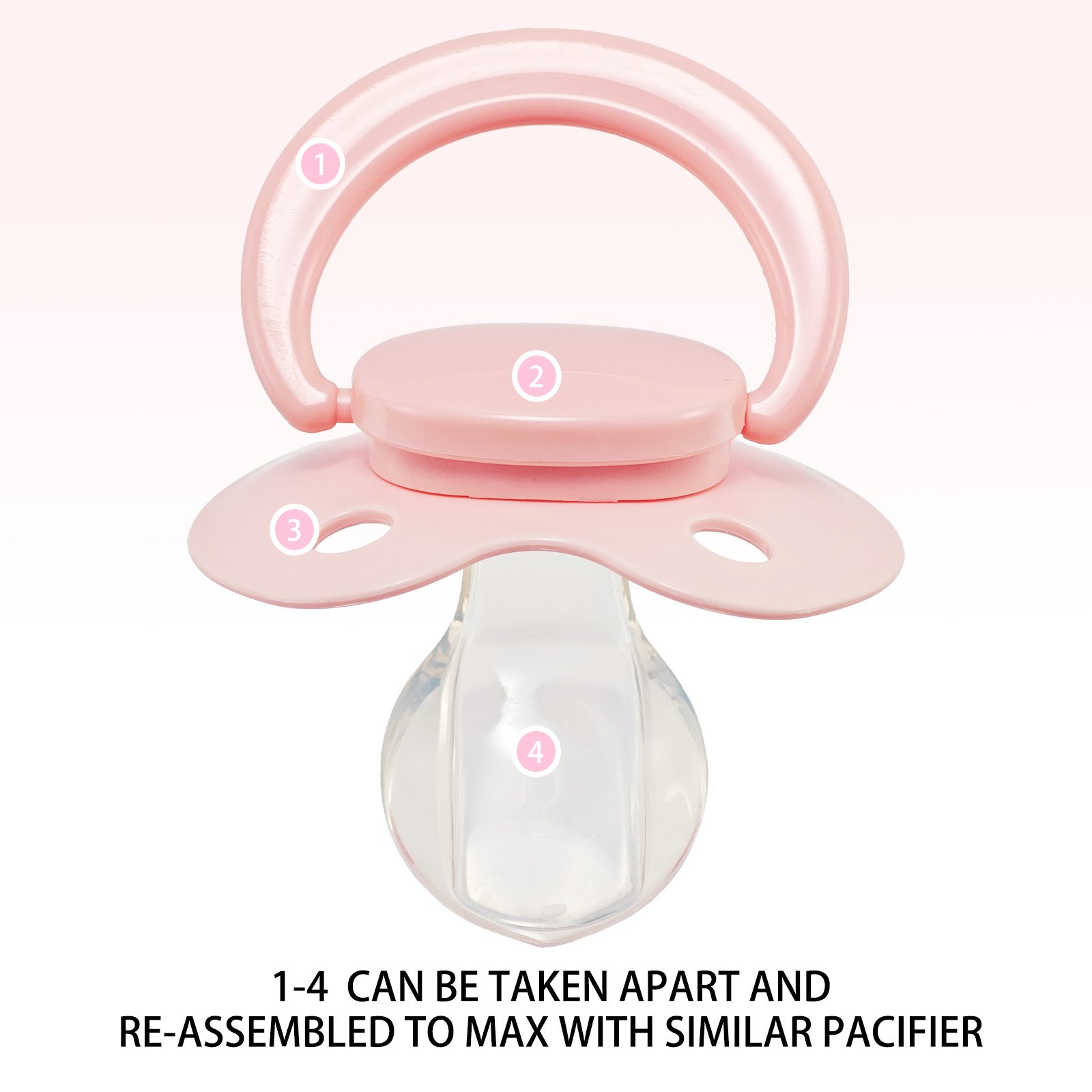 pink (3) adult pacifier,ABDL pacifier, pacifier for adult baby roleplay