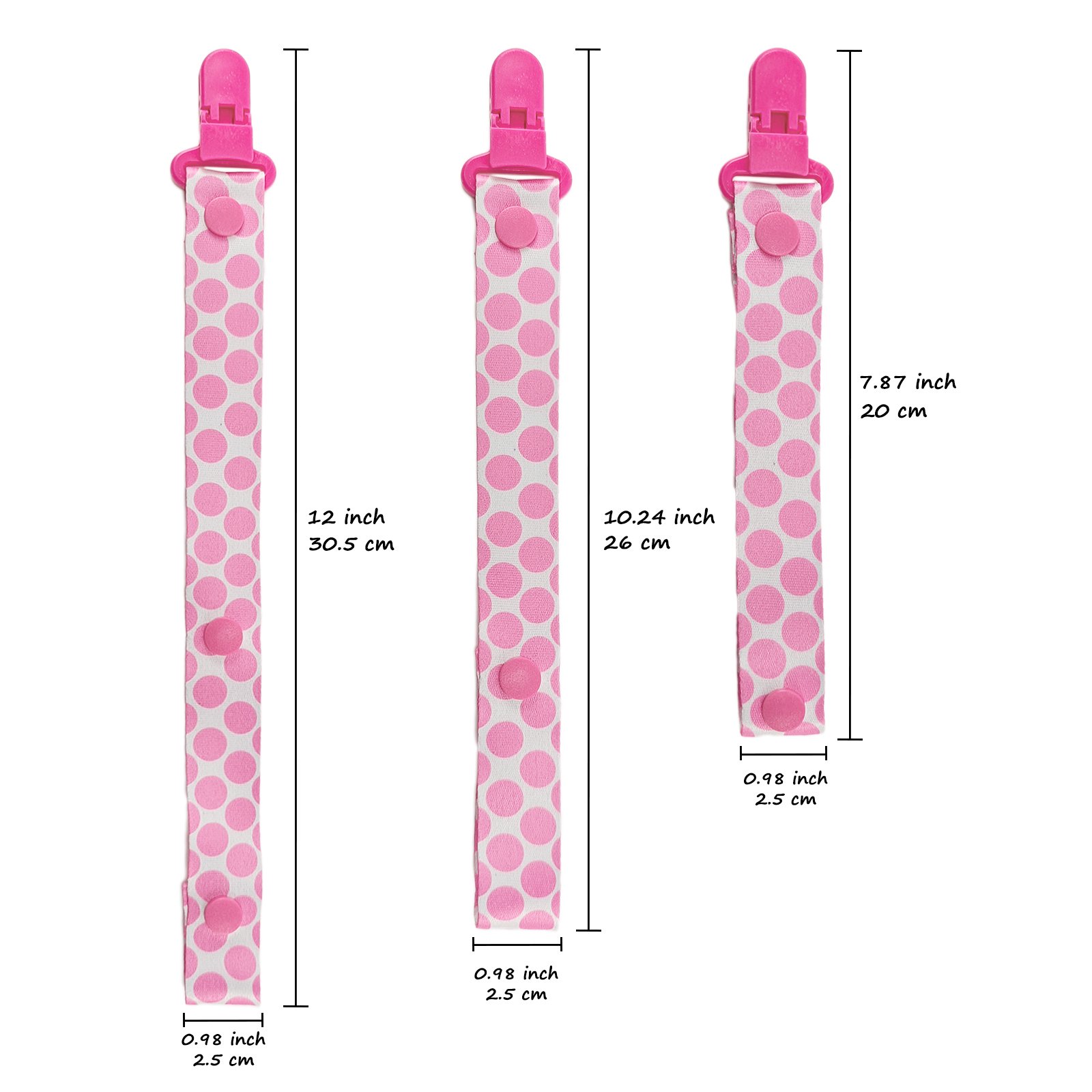 Pink polka dots2 Adult Pacifier Clip