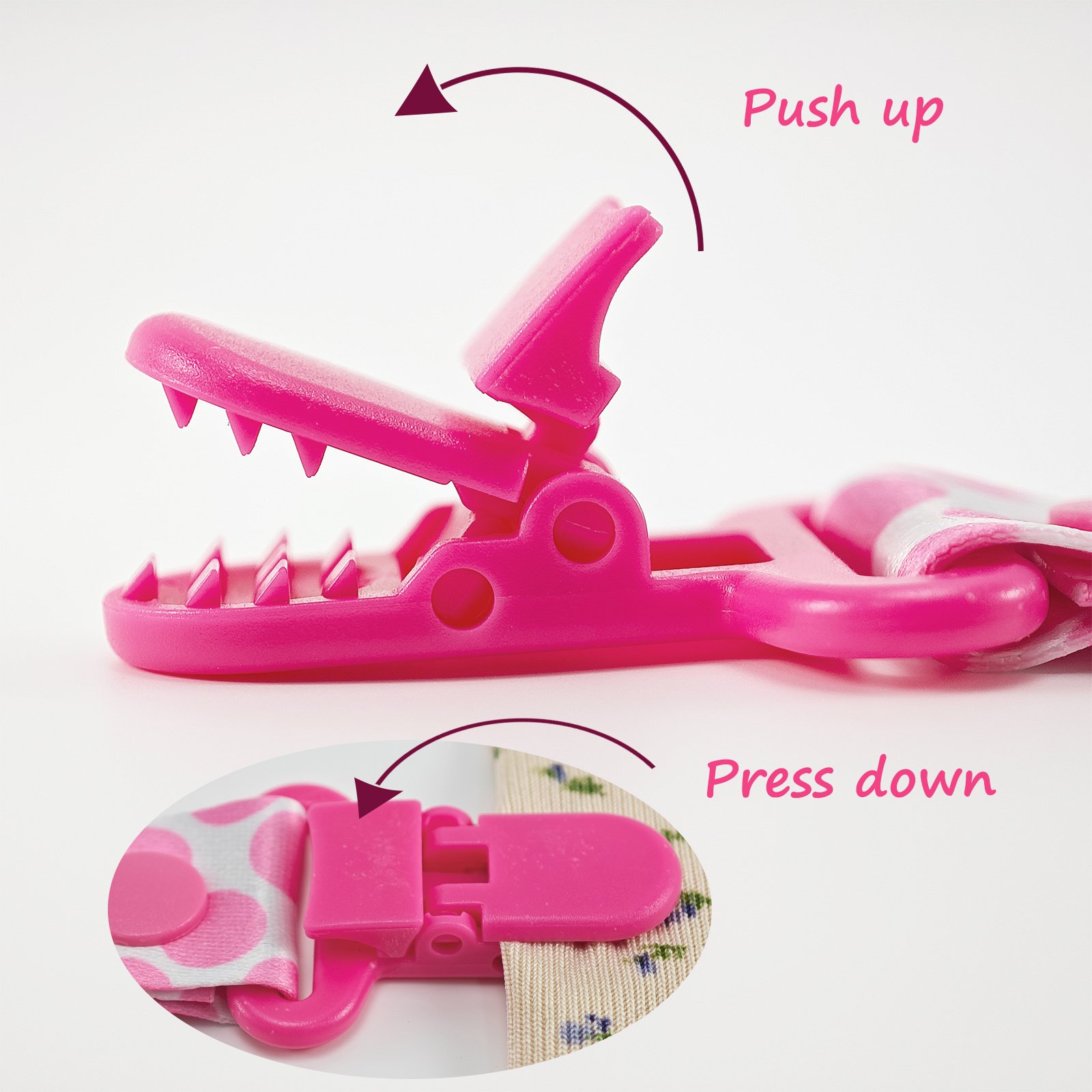 Pink polka dots4 Adult Pacifier Clip