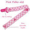 Pink polka dots5 Adult Pacifier Clip